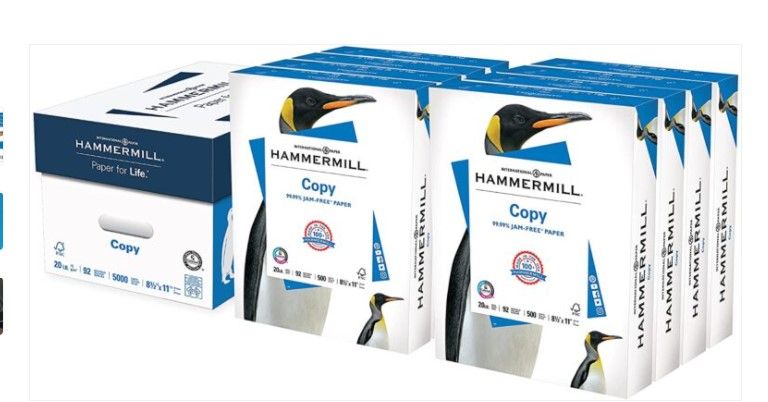 Photo 1 of Hammermill Printer Paper, 20 Lb Copy Paper, 8.5 x 11 – 8 Ream (4,000 Sheets) – 92 Bright, Made in the USA
