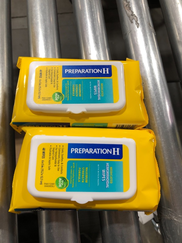 Photo 2 of 2 PACK- Preparation H Flushable Medicated Hemorrhoidal Wipes with Witch Hazel & Aloe - 48 ct -- BEST BY 07/22
