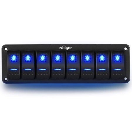 Photo 1 of Nilight 8 Gang Rocker Switch Aluminum Panel Toggle Dash 5 Pin on/Off Pre-Wired Switches Rocker Switch Panel Waterproof Switches for 12V/24V Automotive