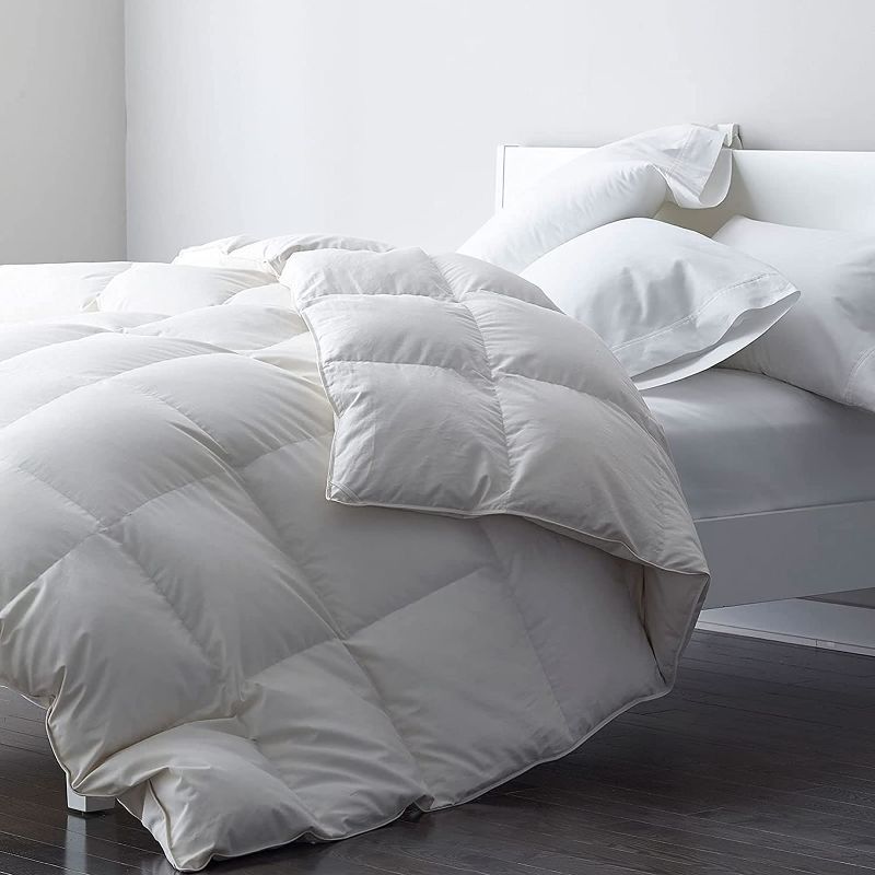 Photo 1 of DWR Premium Goose Feather Down Comforter Duvet Insert - 100% Skin-Friendly Cotton, Medium Weight Quilted for All Season Bedding (King, Ivory White)
