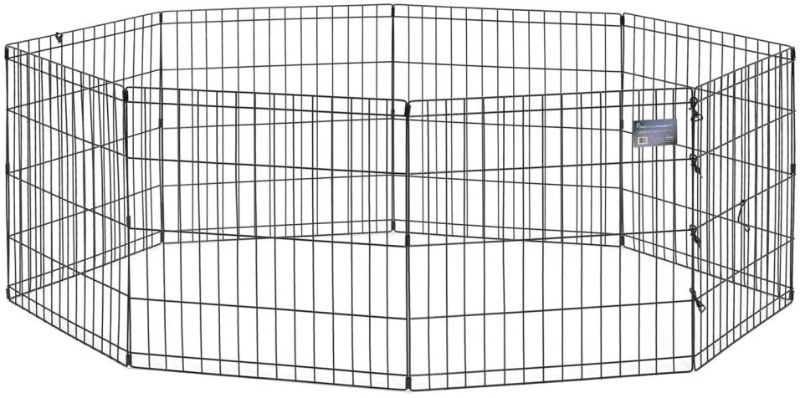 Photo 1 of 24" Tall Dog Playpen Crate Fence Pet Kennel Play Pen Exercise Cage -8 Panel Grey metal
