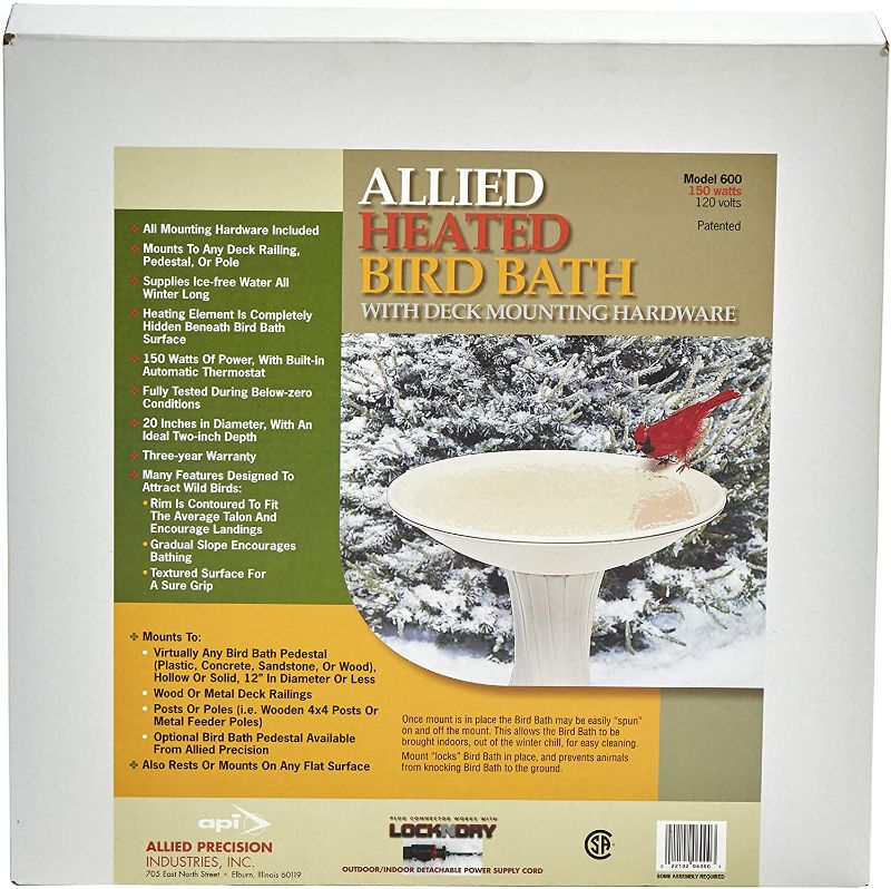 Photo 4 of API Heated Birdbath Heated Bird Bath with Mounting Hardware (Item No. 600)
