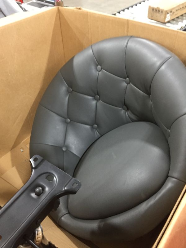 Photo 1 of Grey Leather Bucket Chair
