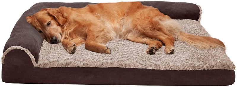 Photo 1 of 36" Furhaven Orthopedic CertiPUR-US Certified Foam Pet Beds for Small, Medium, and Large Dogs and Cats - Two-Tone L Chaise, Southwest Kilim Sofa, Faux Fur Velvet Sofa Dog Bed, and More