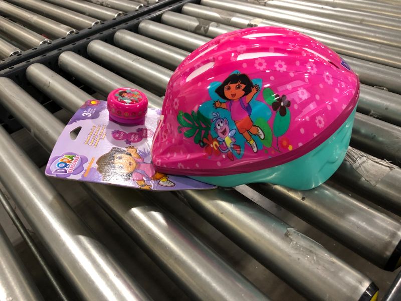 Photo 2 of Dora the Explorer Pink Microshell Bicycle Toddler Helmet with Bonus Bicycle Bell

