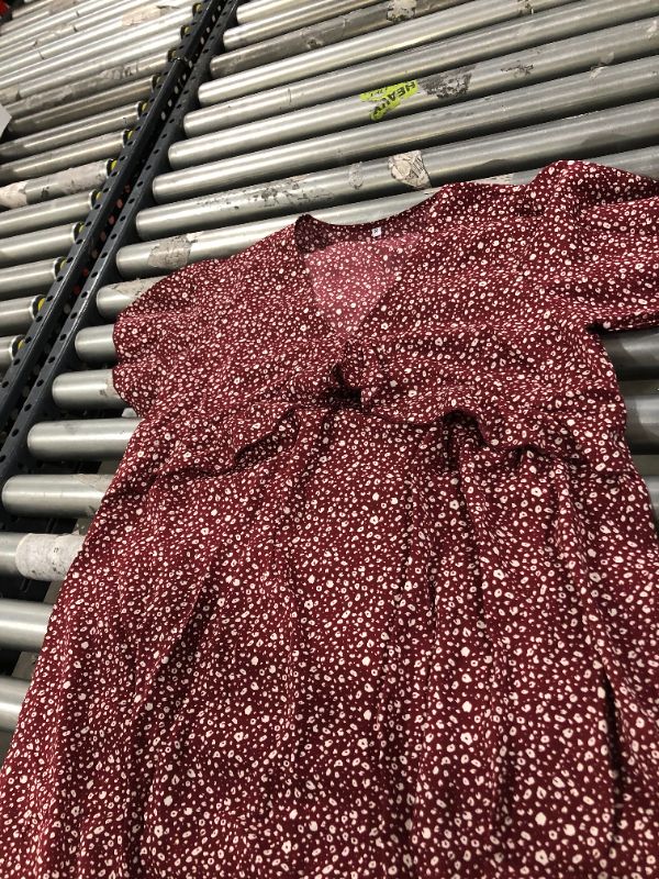 Photo 2 of Jiu Hong dresses v neck burgundy short sleeve. Medium