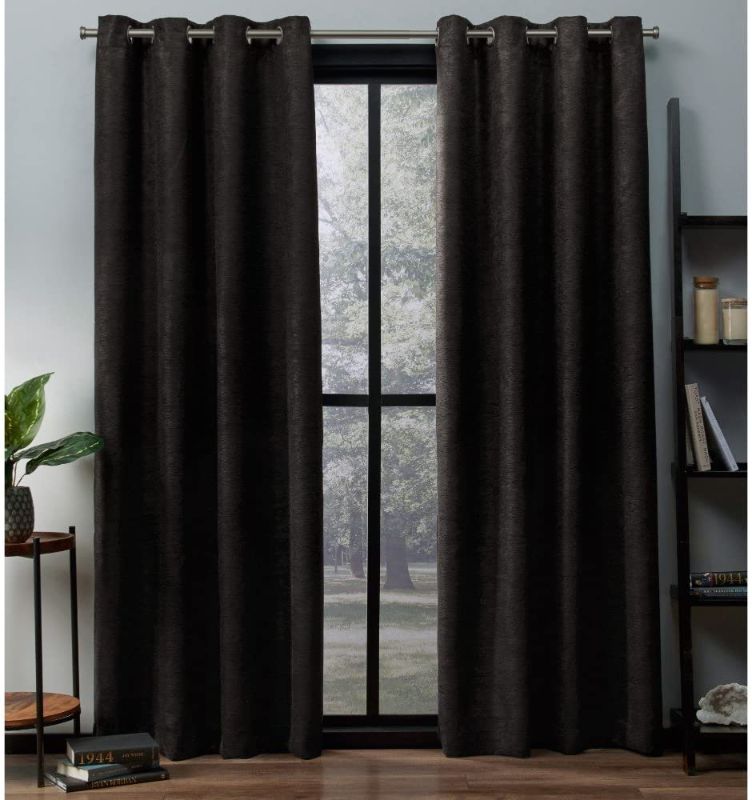 Photo 1 of Exclusive Home Curtains Oxford Textured Sateen Thermal Window Curtain Panel Pair with Grommet Top, 52x84, Espresso, 2 Count

