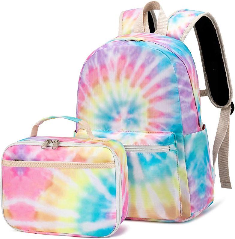 Photo 1 of CAMTOP Backpack for Girls Kids School Backpack with Lunch Box Preschool Kindergarten BookBag Set (Tie Dye Yellow)
