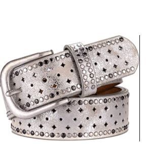 Photo 1 of Womens Retro Rivet Jean Belt, Wemi Western Cowgirl Punk Rock Studded Bling Belts, Length 43 inch
