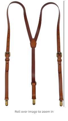 Photo 1 of Leather Suspenders For Men Y Back Design Adjustable Brown Genuine Leather Suspenders Personalized groomsmen gifts
