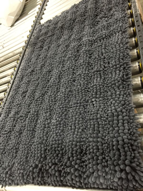 Photo 2 of 45X29 BATROOM MAT  DARK GREY Grey Rugs for Bathroom Slip-Resistant Shag Chenille Bath Rugs Mat Extra Soft and Absorbent Bath Rug for Shower Room Machine-Washable Fast DrY.
