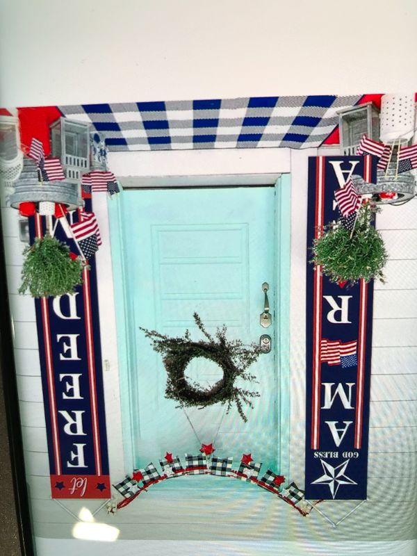 Photo 1 of 4th of July porch sign patriotic door decoration welcome banner