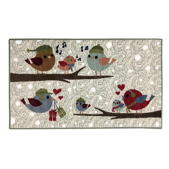 Photo 1 of Brumlow Mills Festive Birds 2-Foot 6-Inch x 3-Foot 10-Inch Accent Rug in Opal

