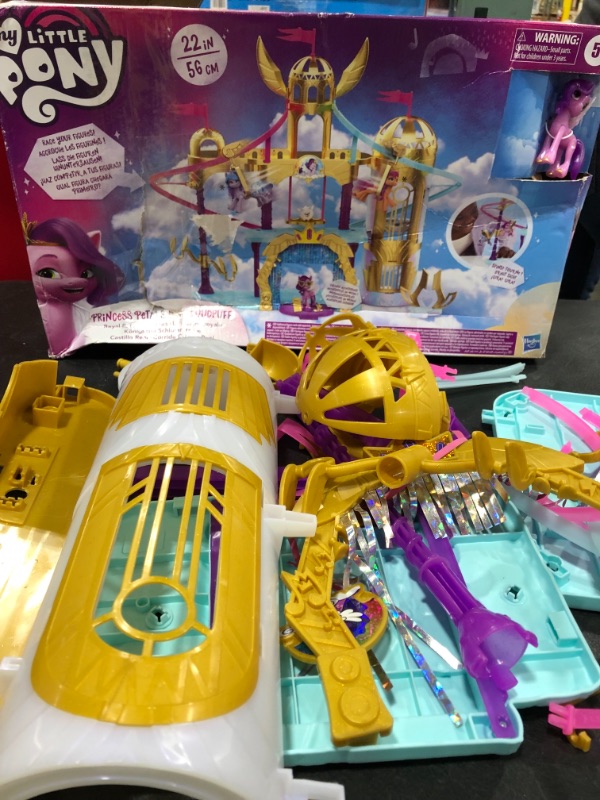 Photo 2 of My Little Pony: A New Generation Movie Royal Racing Ziplines - 22-Inch Castle Playset Toy with 2 Moving Ziplines, Princess Pipp Petals Figure
