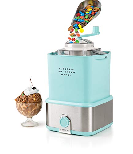 Photo 1 of Nostalgia CCIM2AQ Electric Ice Cream Maker Crusher Makes 2-Quarts, Frozen Yogurt or Sorbet in Minutes, Works with Candy Bars, M & Ms, Chocolate Chips, Nuts & More, 2nd Generation Aqua