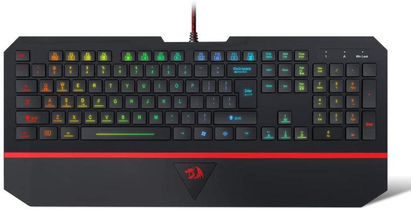 Photo 1 of Redragon K502 RGB Gaming Keyboard RGB LED Backlit Illuminated 104 Key Silent Keyboard with Wrist Rest for Windows PC Games (RGB Backlit)
