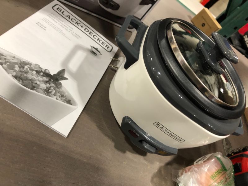 Photo 2 of BLACK+DECKER 3-Cup Electric Rice Cooker with Keep-Warm Function, White, RC503
