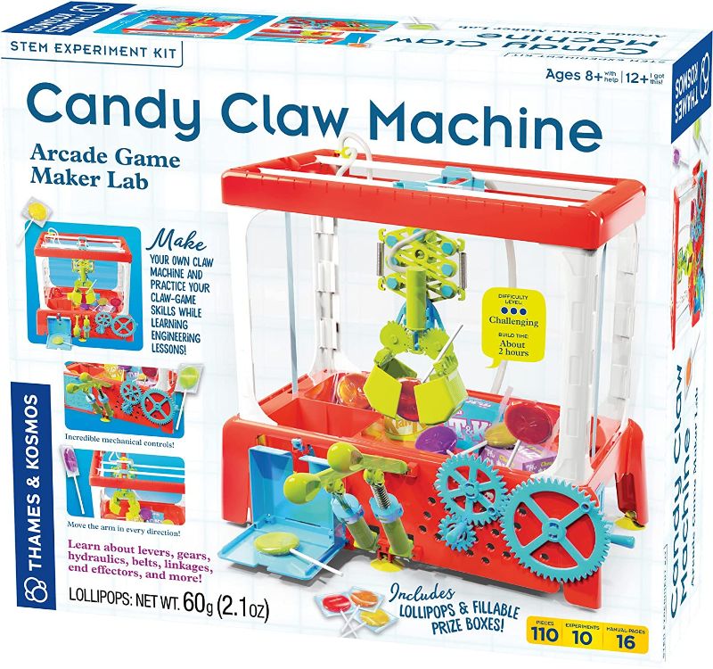 Photo 1 of Thames & Kosmos Candy Claw Machine STEM Experiment Maker Lab | Build Your Own Arcade-Style Claw Machine | Learn Hydraulics & Engineering | Includes Lollipops & Decoy Candy Boxes, Difficulty: Advanced
