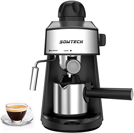 Photo 1 of SOWTECH Steam Espresso Machine 3.5 Bar 4 Cup Espresso Maker Cappuccino Machine with Steam Milk Frother and Mug
