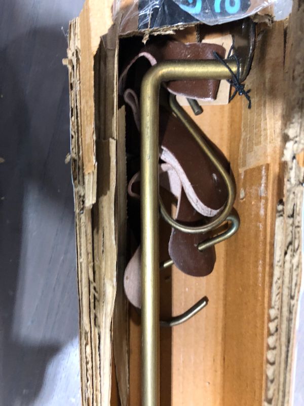 Photo 1 of Creative Co-Op Metal & Leather 6 Hooks Wall Décor, Brown and Gold
