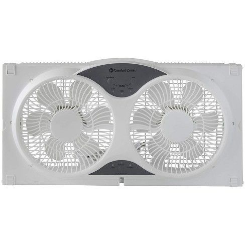 Photo 1 of Comfort Zone CZ310R Adjustable 3 Speed Dual Reversible Multi Functional Window Sill Fan with Remote Control and Removable Cover, White

