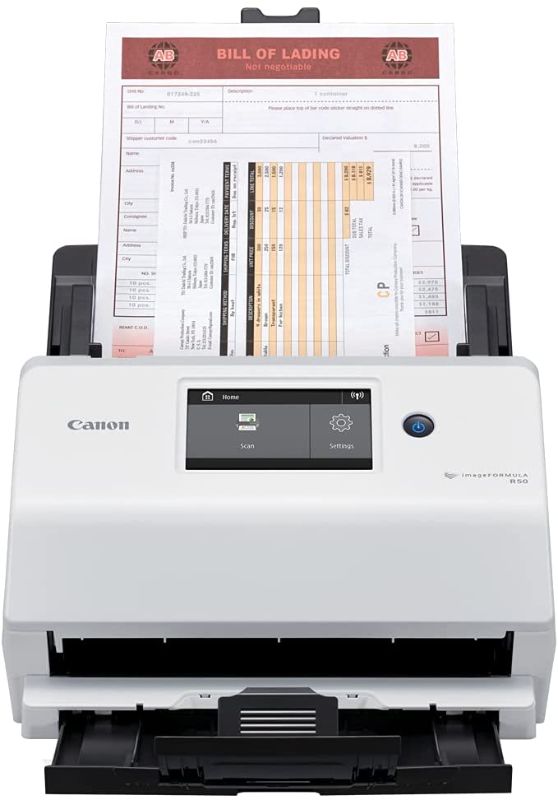 Photo 1 of Canon imageFORMULA R50 Business Document Scanner for PC and Mac - Color Duplex Scanning - Connect with USB Cable or Wi-Fi Network - LCD Touchscreen - Auto Document Feeder - Easy Setup - (4823C001AA)