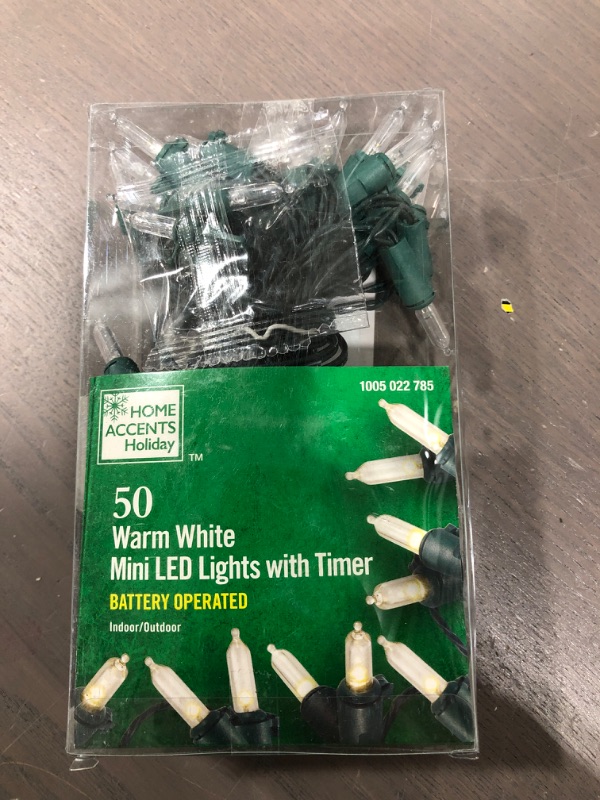 Photo 2 of 18.3 ft. Mini 50-Light Battery-Operated Warm White LED Lights