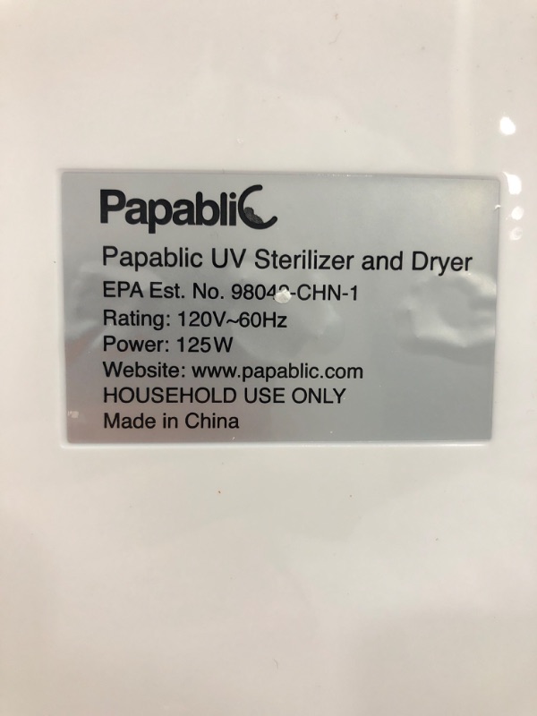 Photo 1 of Papablic 4-in-1 UV Sterilizer and Dryer Pro, UV Sanitizer with Dual UV-C Lamps, Touch Screen Control
