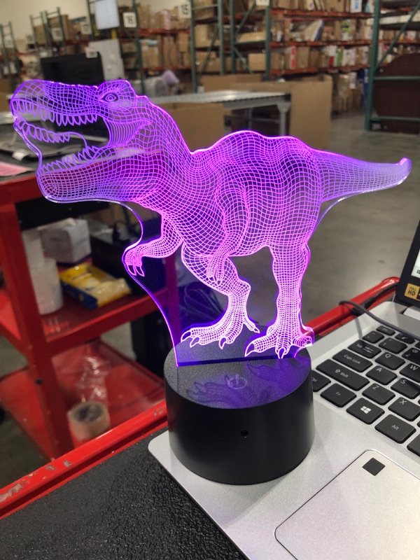 Photo 3 of 3D Illusion Dinosaur Night Light for Kids,Dinosaur Toys Lamp 2 Pieces 