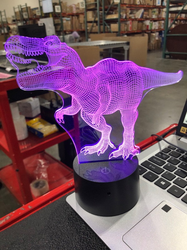 Photo 4 of 3D Illusion Dinosaur Night Light for Kids,Dinosaur Toys Lamp 