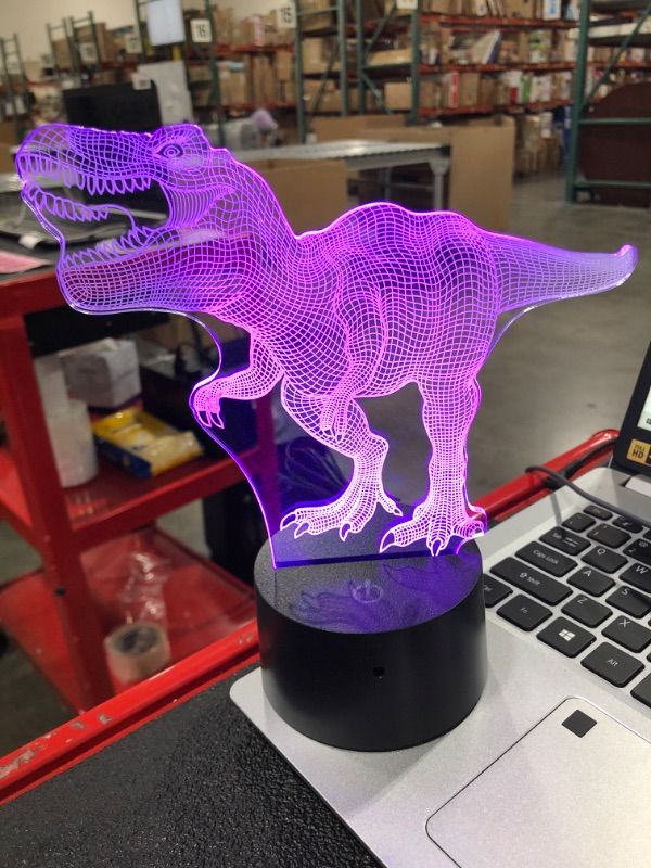 Photo 2 of 3D Illusion Dinosaur Night Light for Kids,Dinosaur Toys Lamp