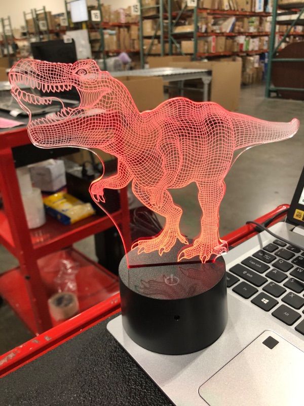 Photo 3 of 3D Illusion Dinosaur Night Light for Kids,Dinosaur Toys Lamp