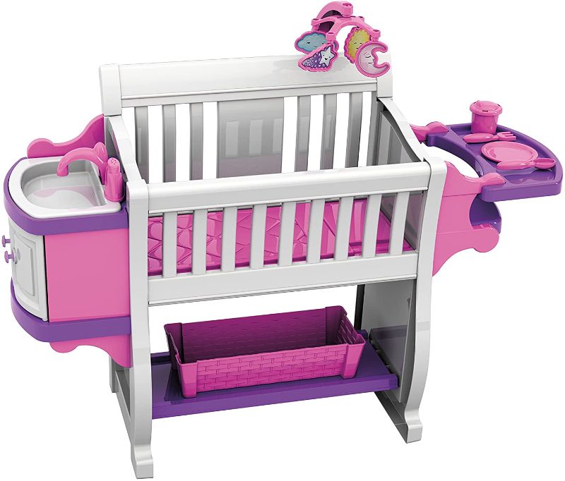 Photo 1 of American Plastic Toys Kids’ My Very Own Nursery Baby Doll Playset, Doll Furniture, Crib, Feeding Station, Learn to Nurture and Care, Durable and BPA-Free Plastic, for Children Ages 2+ , Pink