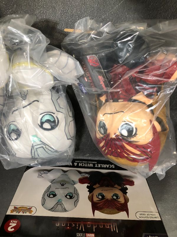 Photo 2 of Bleacher Creatures Marvel's WandaVision Limited Edition Kuricha Pack: Vision & Scarlet Witch Kuricha Plushies – Super Soft Chibi Inspired Toy