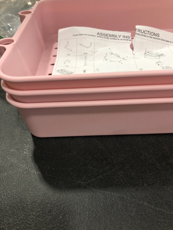 Photo 2 of 3 Tier Utility Rolling Cart Multifunction Organizer Shelf Storage Cart In Pink