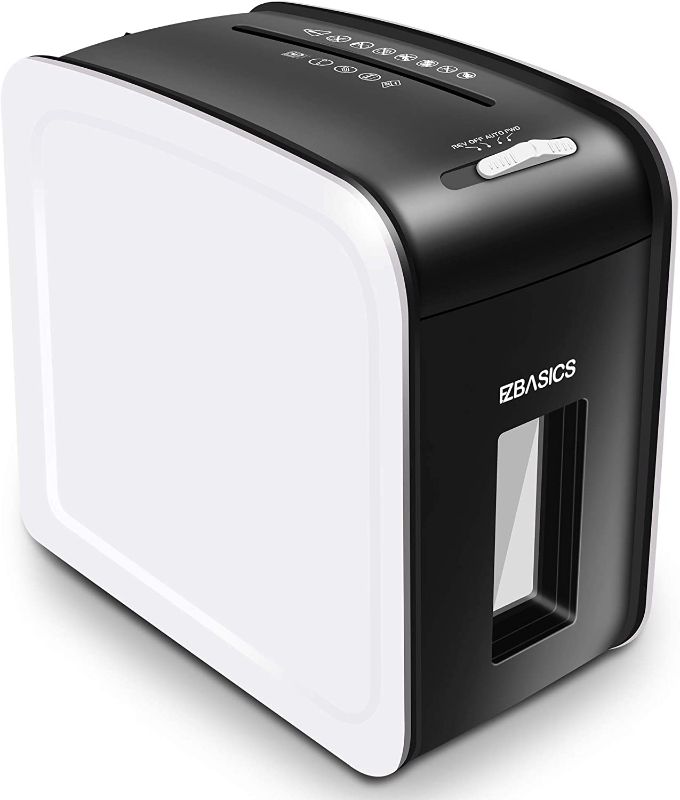 Photo 1 of EZBASICS 5-Sheet Cross-Cut ?Lubricant is not Needed? Paper and Credit Card Shredder with Pullout Basket, White
