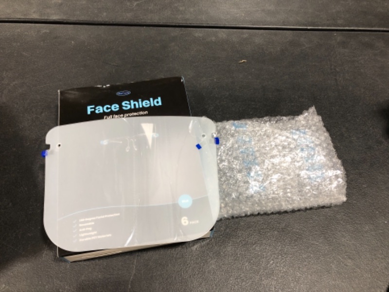 Photo 2 of 2 Pack Face Shield Glasses 6 Pack - 180° Face Protectors, Blue Eyeglass Frame, No Fog

