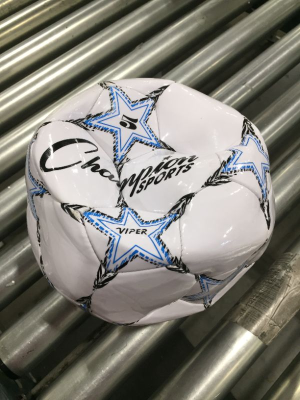 Photo 2 of Champion Sports Viper Soccer Ball, Size 5, Black, Blue and White