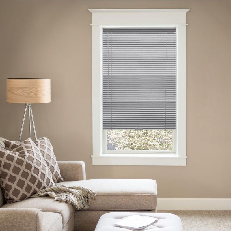 Photo 1 of Hampton Bay Gray Cordless Room Darkening Vinyl Mini Blinds with 1 in. Slats - 27 in. W X 48 in. L, 5 Pack