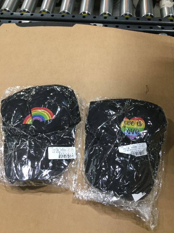 Photo 2 of 2 Pack LGBT Pride Baseball Cap Trucker Hat Rainbow Heart Snapback Cap Unisex
