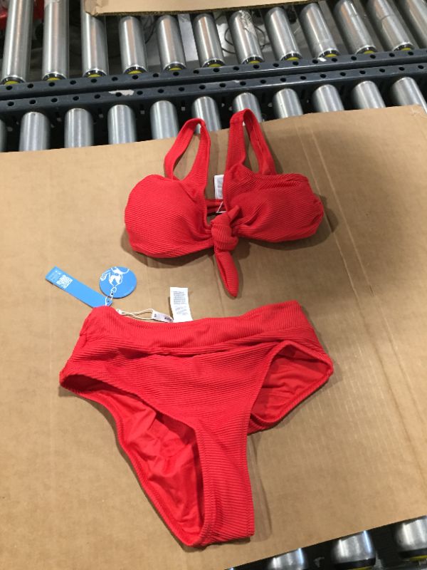 Photo 2 of Ribbed Red Bowknot Bikini
, XS 