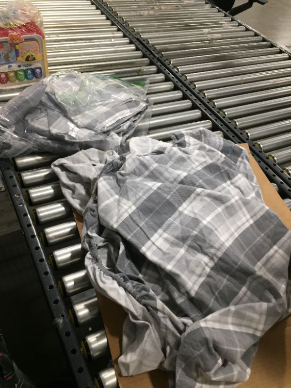 Photo 2 of Laura Ashley Home - Flannel Collection - Sheet Set - 100% Cotton, Ultra-Soft Brushed Flannel, Pre-Shrunk & Anti-Pill, Machine Washable Easy Care, Queen, Mulholland Plaid Grey
