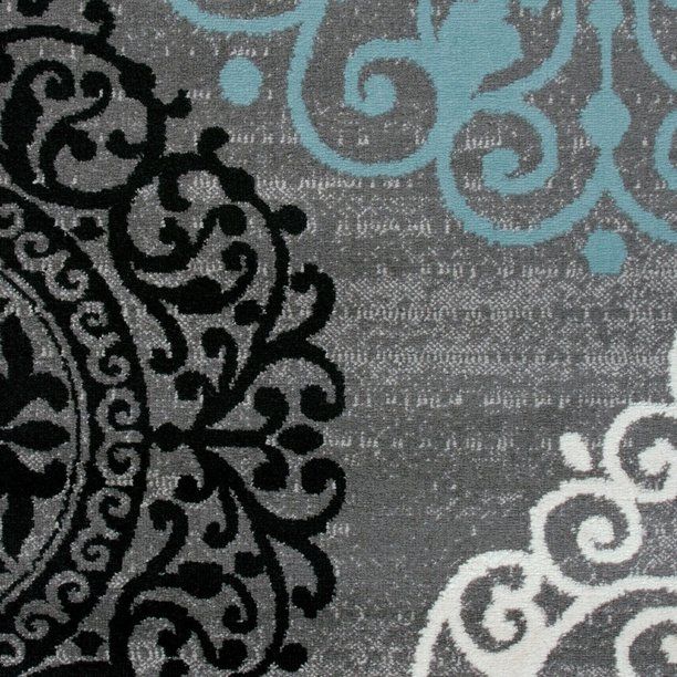 Photo 1 of Grey Polypropylene Contemporary Modern Floral Indoor Area Rug or Runner 2'x7'2"
