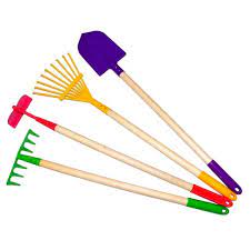 Photo 1 of Kids Garden Tools Set, Rake, Spade, Hoe and Leaf Rake -Justforkids

