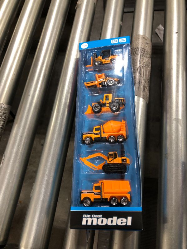 Photo 2 of Coolplay Mini Construction Toy Vehicles Bulldozers, Forklift, Tank Truck, Asphalt Car, Excavator and Dumper Little Cars Construction Truck Party Supplies Birthday Cake Toppers Car Boys - Pack of 6
