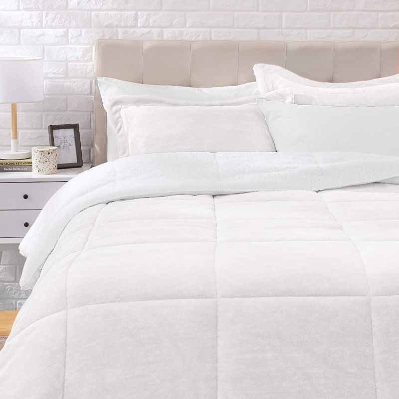 Photo 1 of Amazon Basics Ultra-Soft Micromink Comforter Bedding Set, Cream, Full/Queen Sizes
