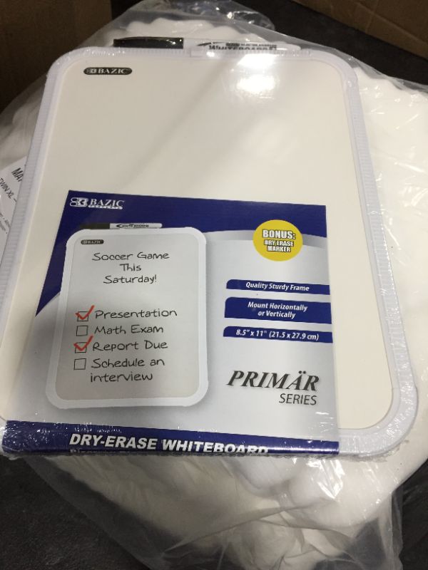 Photo 1 of BAZIC Dry Erase Board w/ Marker. 8.5” x 11” Whiteboard and Marker for Kids and Adults
