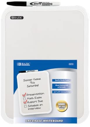 Photo 1 of BAZIC Dry Erase Board w/ Marker. 8.5” x 11” Whiteboard and Marker for Kids and Adults
