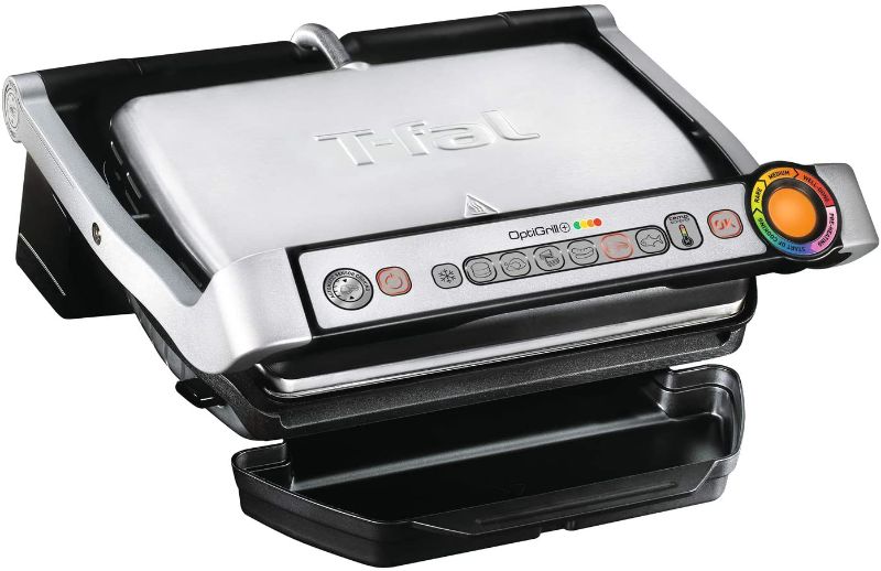 Photo 1 of FOR PARTS ONLY!!! T-fal GC7 Opti-Grill Indoor Electric Grill, 4-Servings, Automatic Sensor Cooking, Silver

