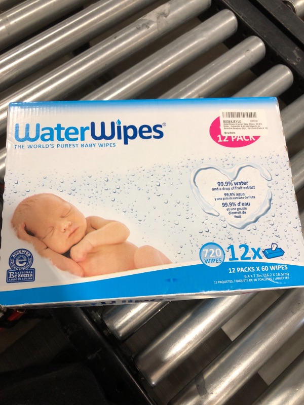 Photo 2 of WaterWipes Original Baby Wipes, 99.9% Water, Unscented & Hypoallergenic for Sensitive Newborn Skin, 60 Count (Pack of 12)
